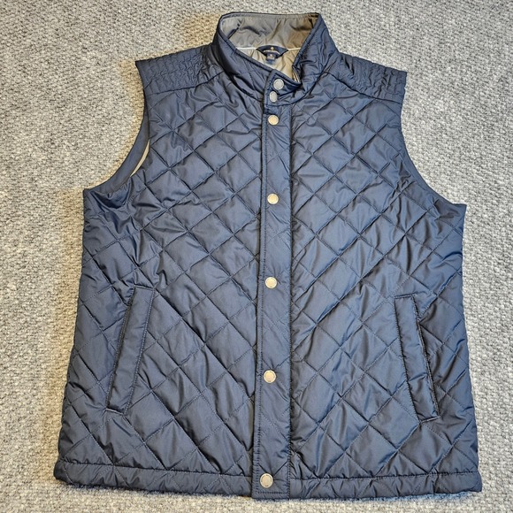 Brooks Brothers Quilted Vest Navy Blue Primaloft Full Zip Mens Size XL - Picture 2 of 8